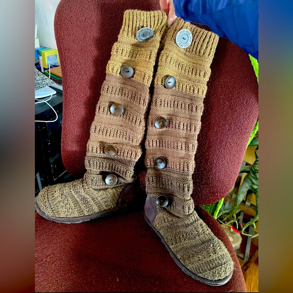 Muk luks Miranda ombre brown sweater knee high Slouchy boots size 6